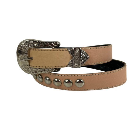 Vintage Western Studded USA Made Small-Medium Vegan Leather Rodeo Style Belt S-M - Picture 13 of 16